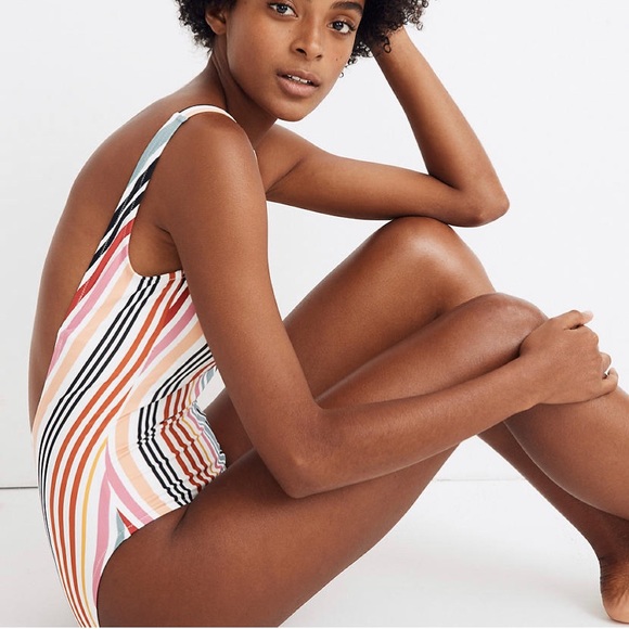 Madewell Tank One-Piece Swimsuit in Rainbow Stripe - Picture 8 of 8